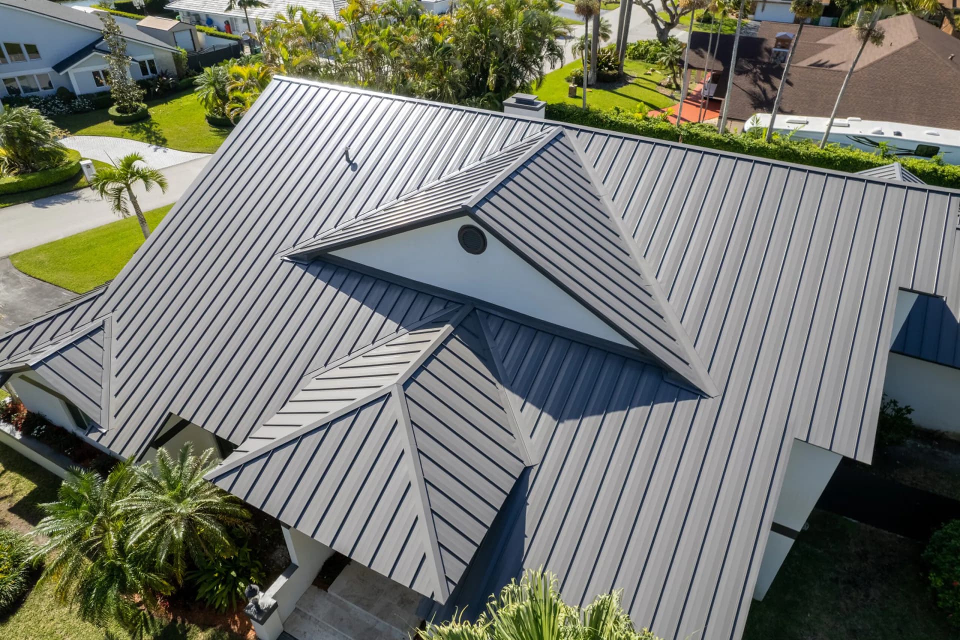 Standing-seam metal roof installed by Titan on a South Florida home