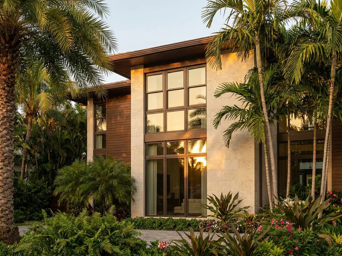Single hung windows installed on a Florida home exterior