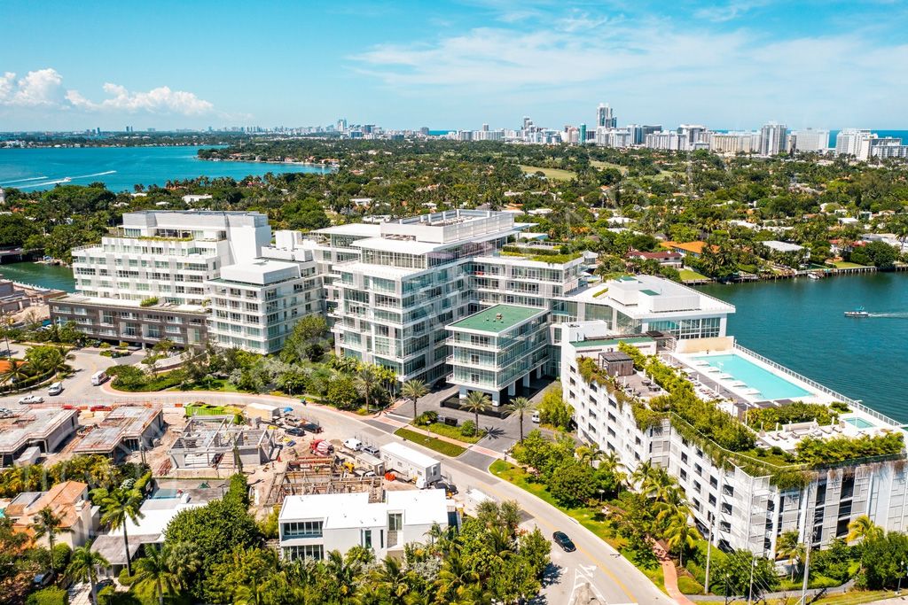 aerial view of buildings on an island